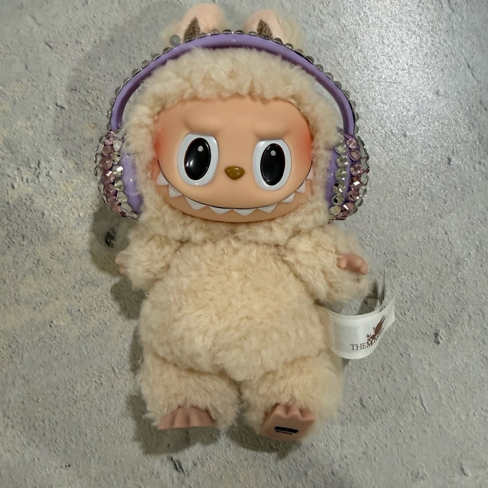 Labubu rhinestone  headphones. Handmade. Fits v3 Labubu. Gemstones diamonds